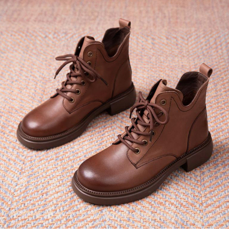 Men's Top Layer Cowhide Short British Style Boots