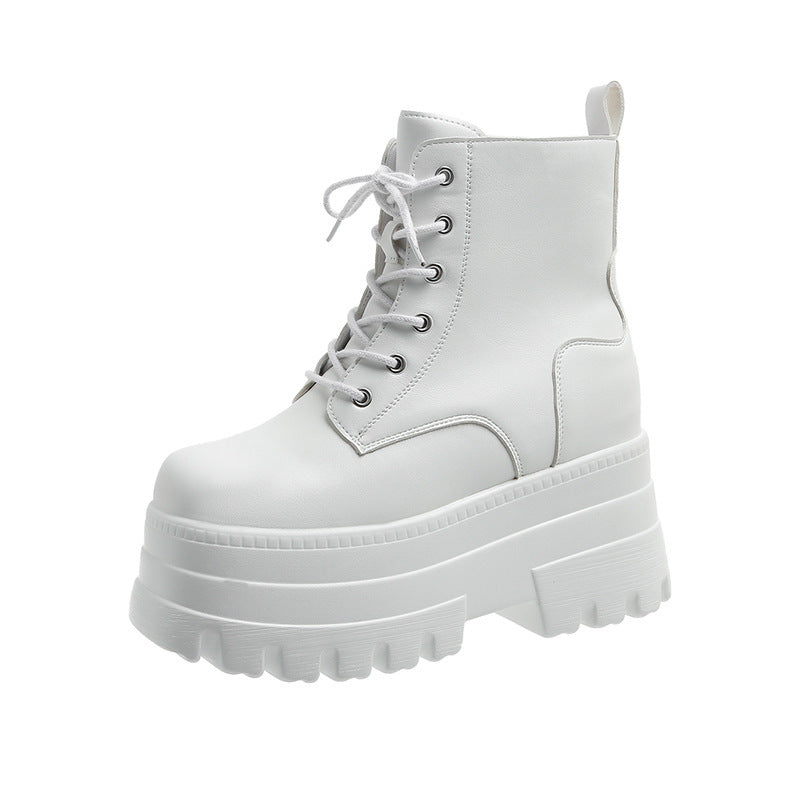 Women's Plus Size Martin Front Platform High-heeled With Short Women's Leather Boots
