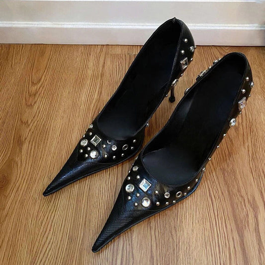 Women's Hot Style Pointed High Spring Punk Rivet Heels