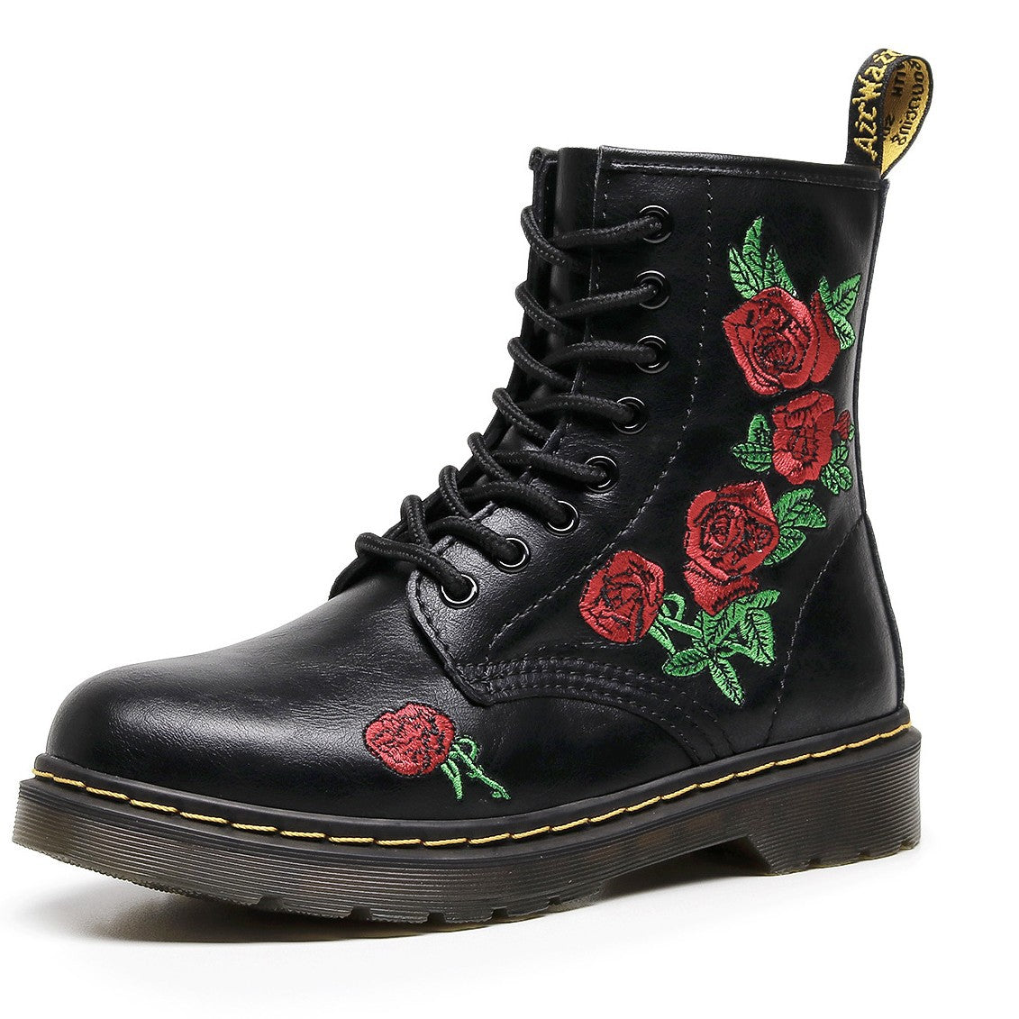 Women's Martin Embroidered Rose British Genuine Retro Women's Leather Boots
