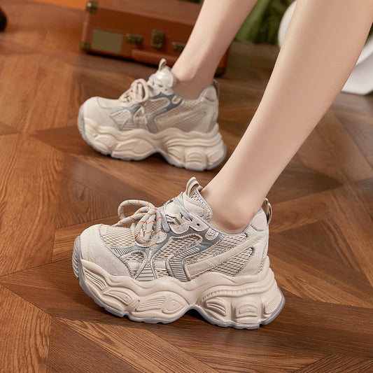 Women's Platform Dad Spring Breathable Mesh Surface Height Increasing Women's Sports Shoes