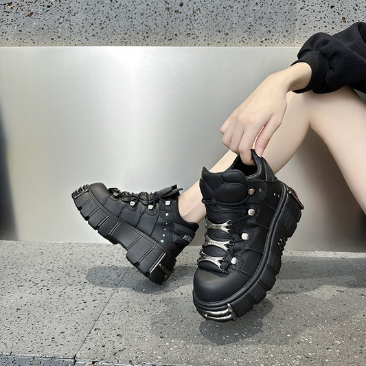 Women's Heavy Metal Thick Bottom Punk Dark Motorcycle Sports Casual Shoes