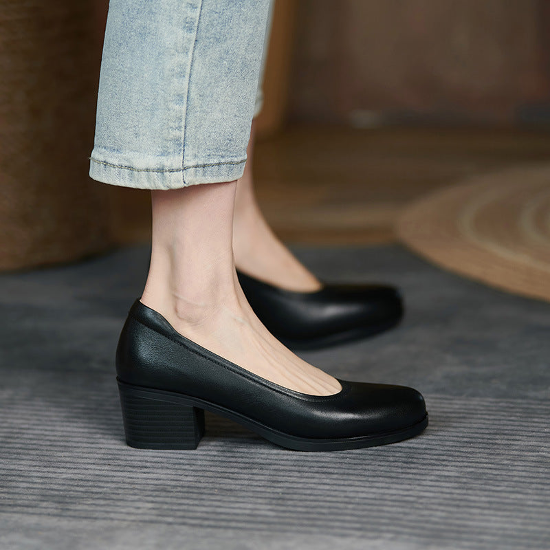 Women's Bottom Comfortable Pumps Elegant Stewardess High Round Women's Fashion Shoes