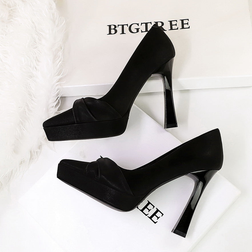Women's Bow Waterproof Platform Thick Banquet Temperament Women's Fashion Shoes