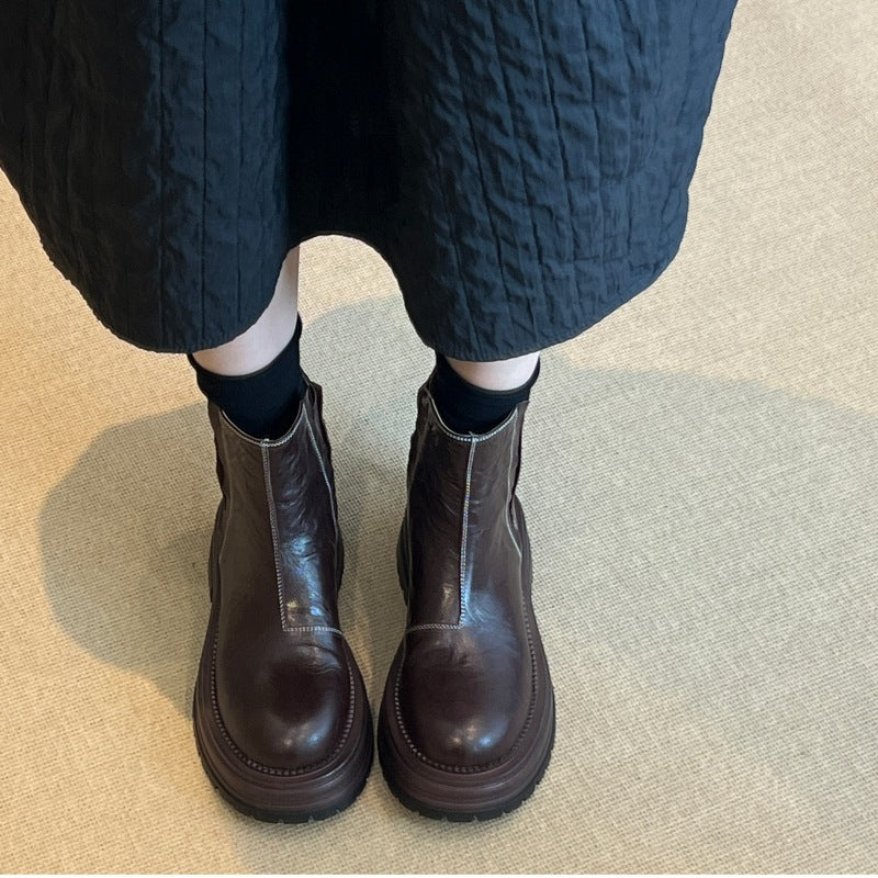 Women's Fan Retro British Style Chelsea Thick Bottom Knight Boots