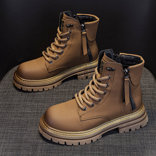 Women's Martin For Retro Motorcycle Fashion Short Worker British Style Women's Leather Boots