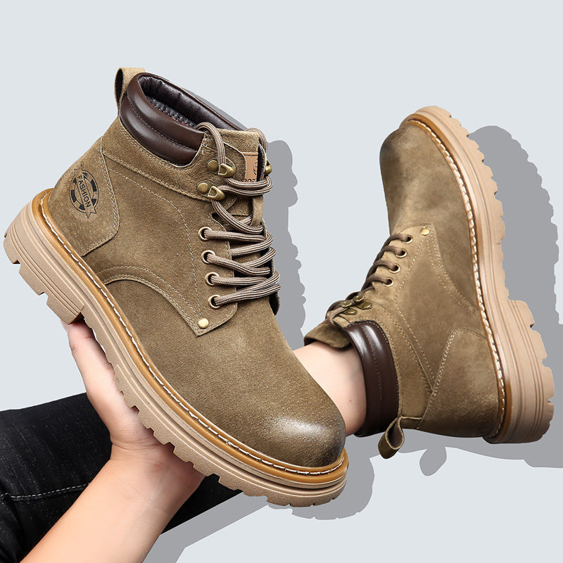 Women's & Men's Couple Genuine Worker British Style Ankle Boots