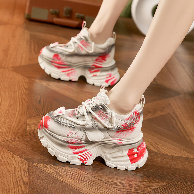 Women's Old Spring Retro Rub Colored Height Men's Shoes