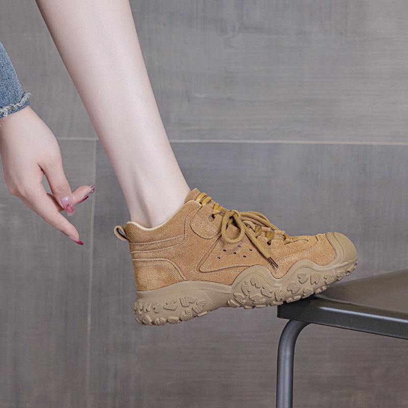 Women's Platform Martin Genuine Summer Short Retro Outdoor Hiking Women's Leather Boots