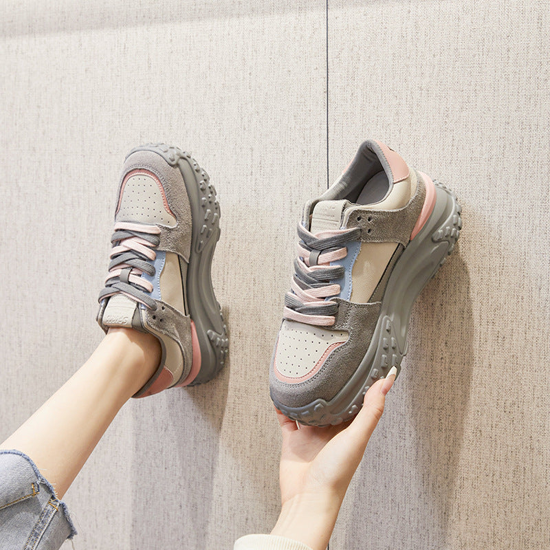 Women's White For Female Platform Height Increasing Sneakers