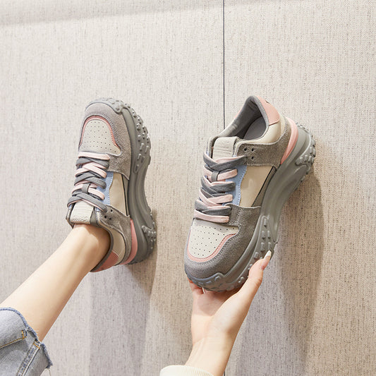Women's White For Female Platform Height Increasing Sneakers