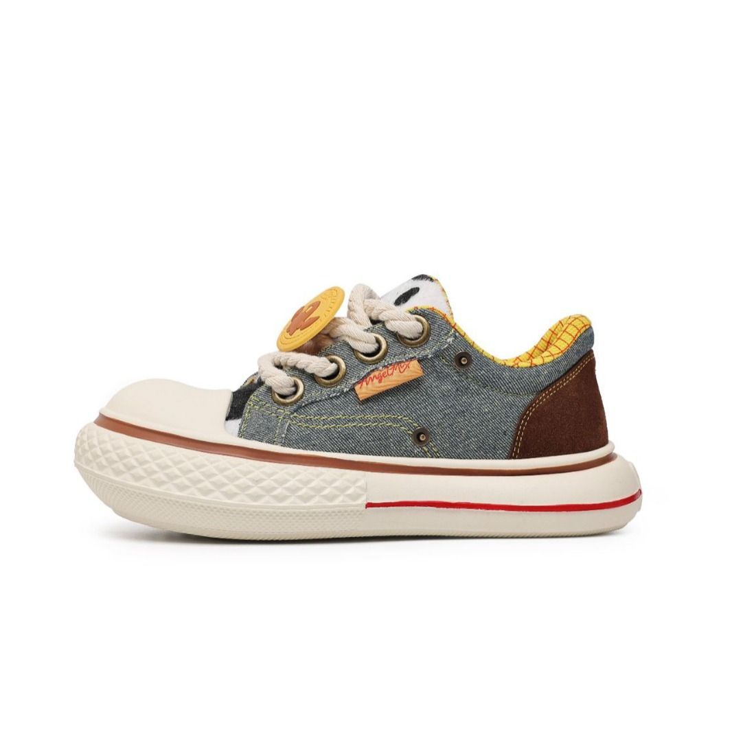 Women's & Men's Niche American Retro Distressed Black Big Toe Mickey Men's Sports Shoes
