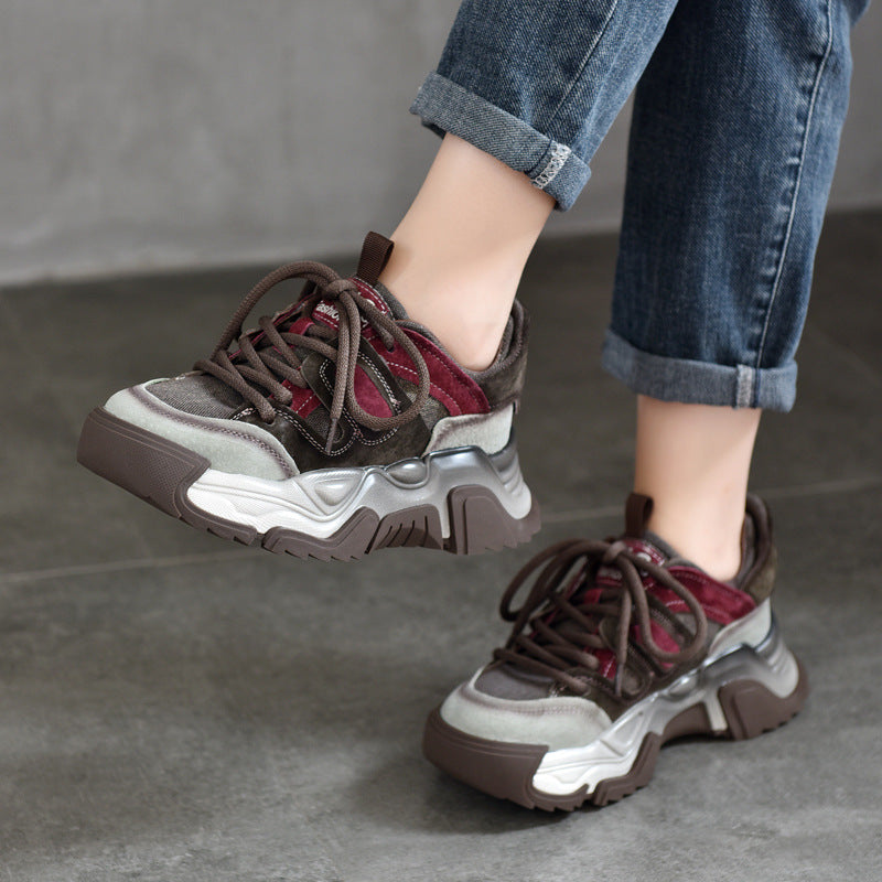 Women's Platform Dad Retro Color Matching Spring Sports Casual Shoes