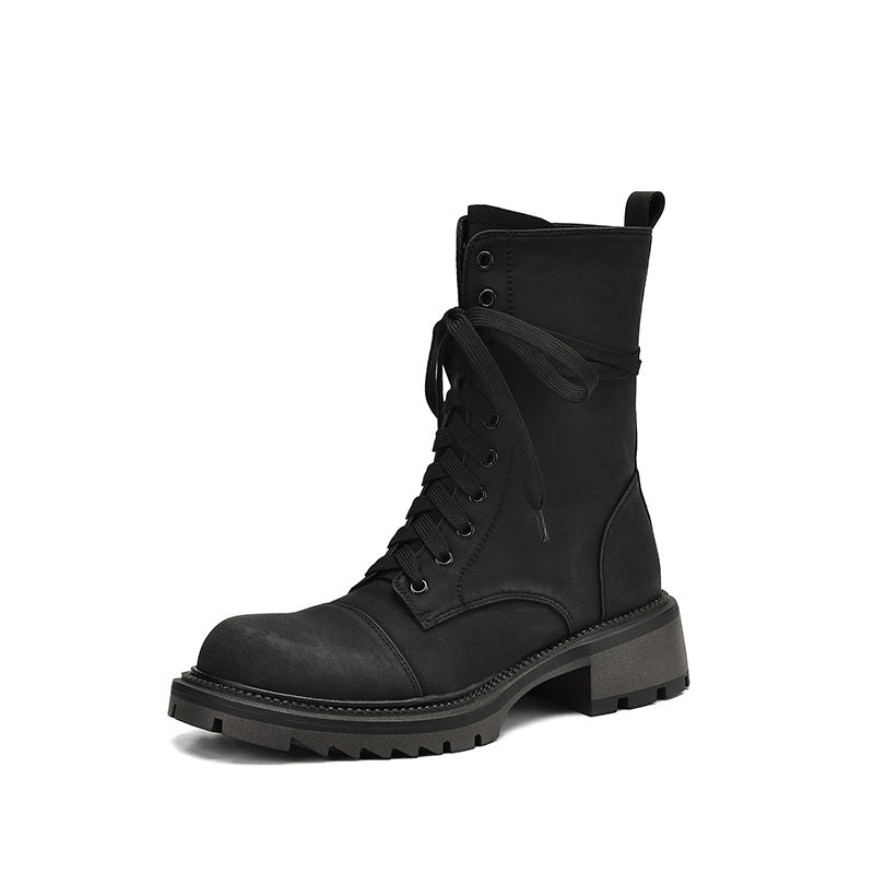 Women's Mid Martin Summer British Lace Up Short Women's Leather Boots