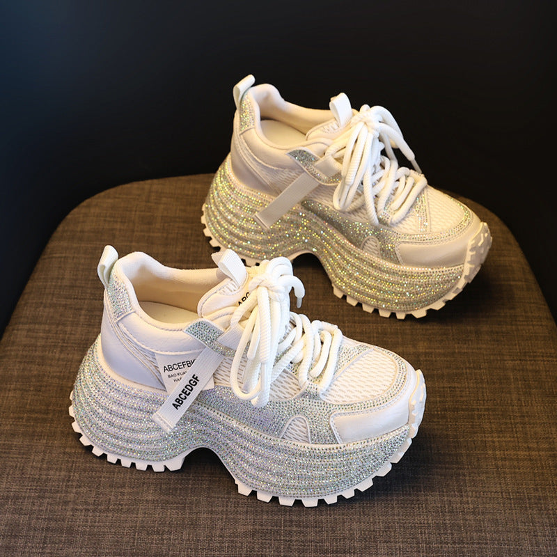 Women's Bottom Height Increasing Insole Fashion Dad Spring Mesh Sports Casual Shoes