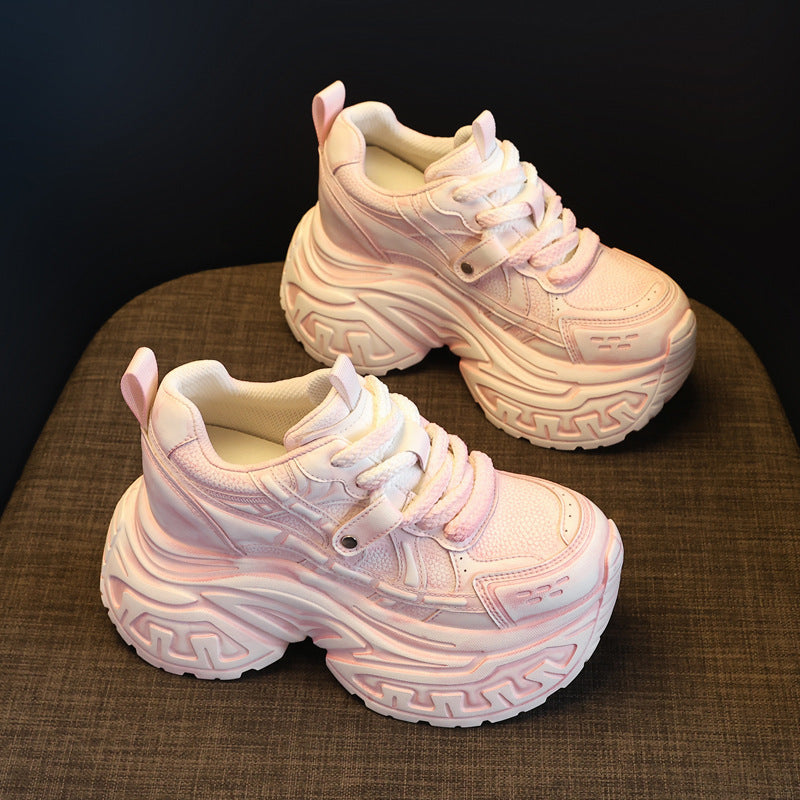 Women's Thick Bottom Height Increasing Insole Brushed Retro Style Dad Casual Shoes