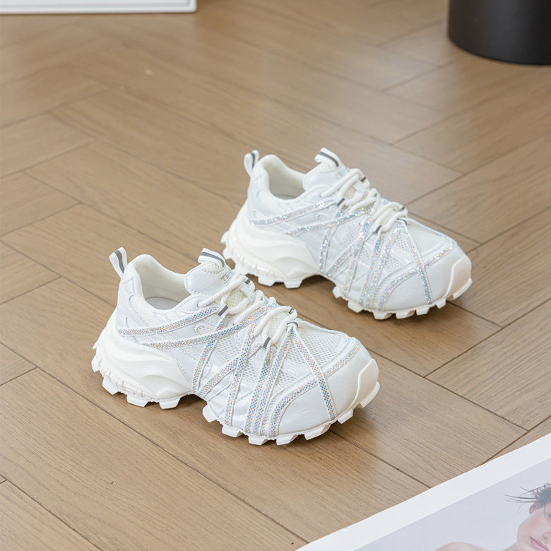 Women's Platform Dad Fashionable With Full Diamond Bottom Women's Sports Shoes