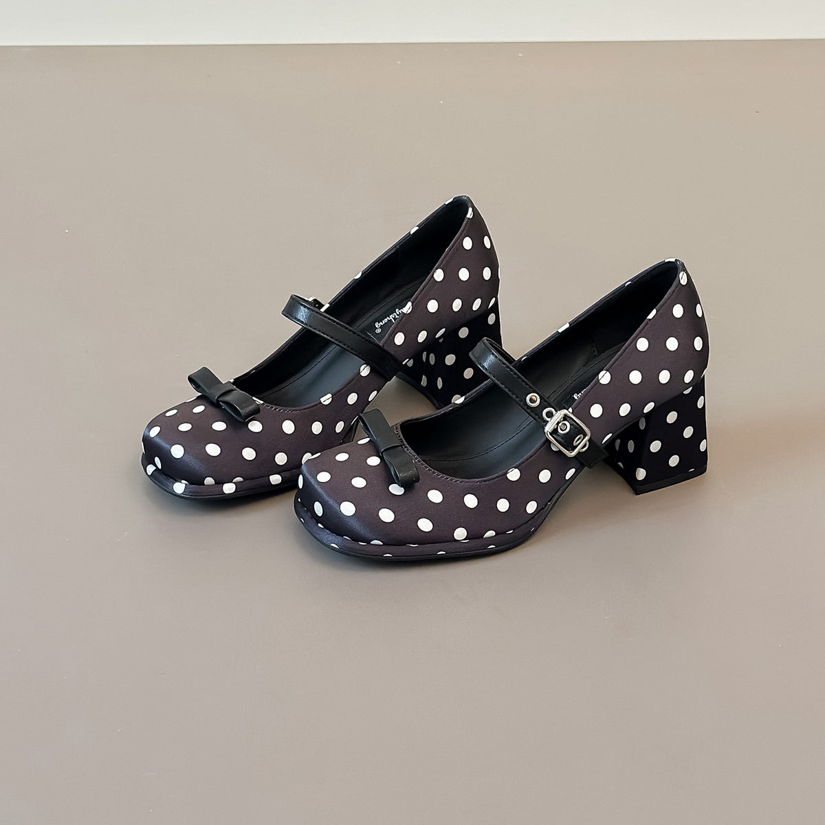 Women's Sweet Bowknot High Spring Chunky Increased Polka Dot Mary Jane Heels