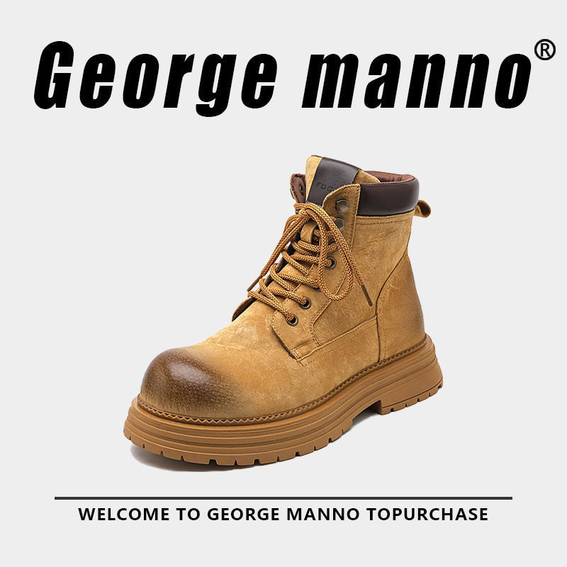 Lovers Wild British Style Vintage Thick Sole Increased Suede Men's Martin Boots