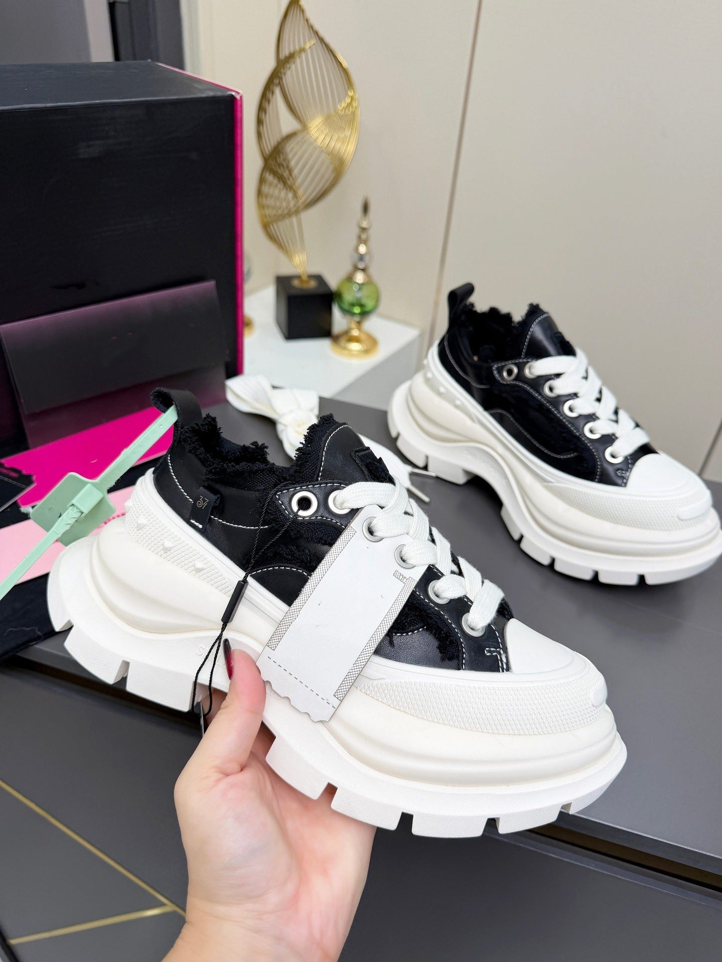 Jack Purcell Thick Bottom Small Heighten Round Head Lace Color Casual Shoes
