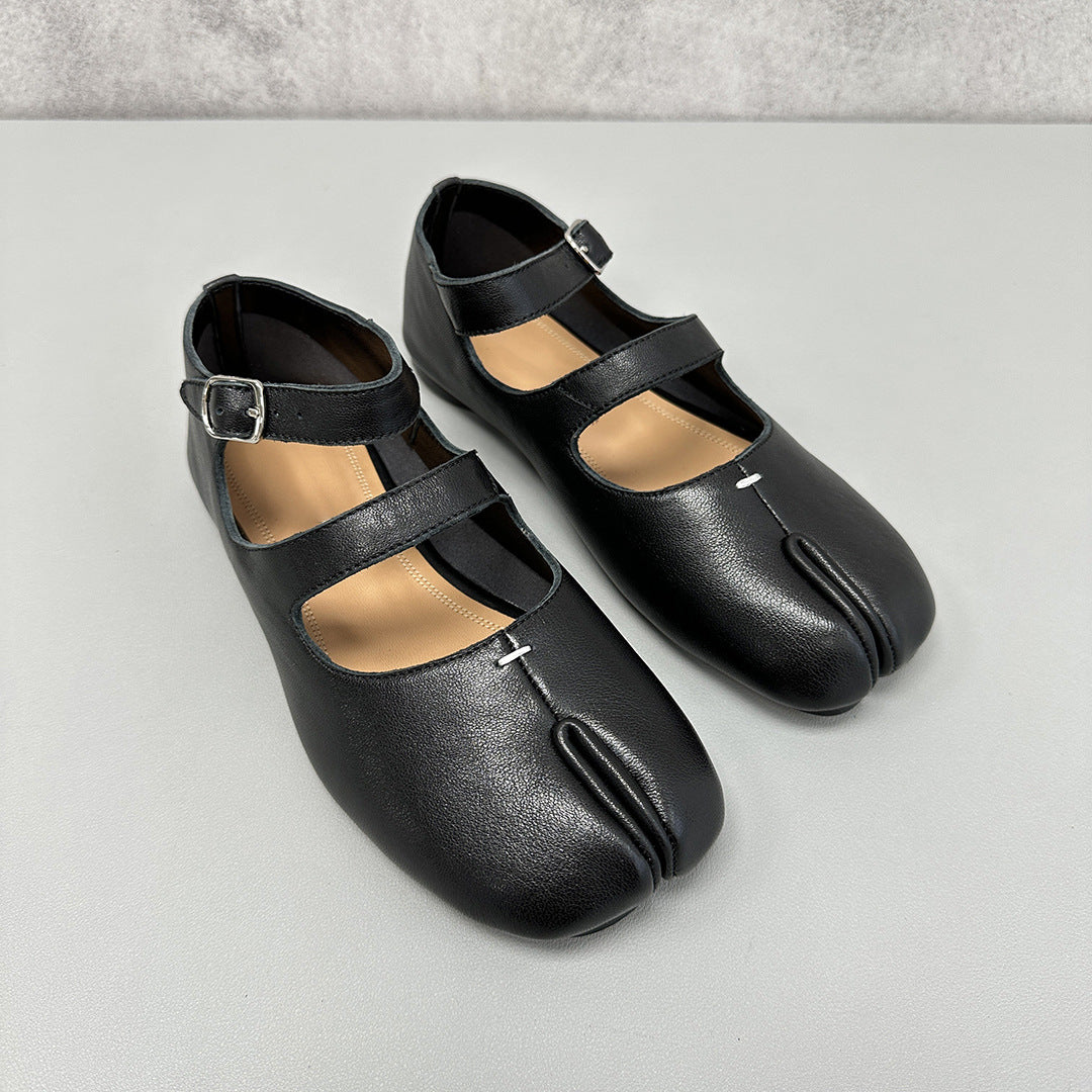 Women's Niche Low Buckle Soft Bottom Sheepskin Mary Heels