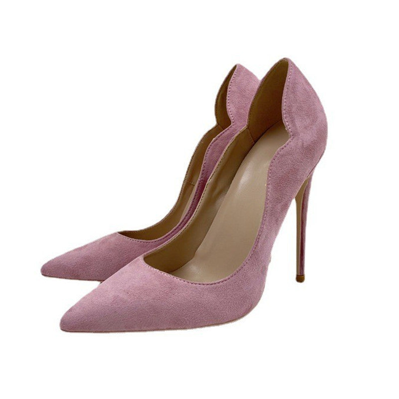 Women's Pink Veet High Pointed Toe Stiletto Women's Shoes