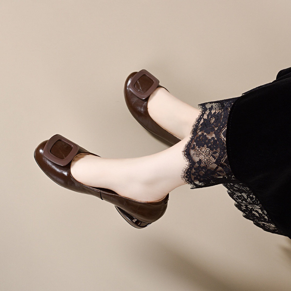 Women's Spring Soft Flat Pumps Bottom Not Tired Feet Chunky Women's Shoes
