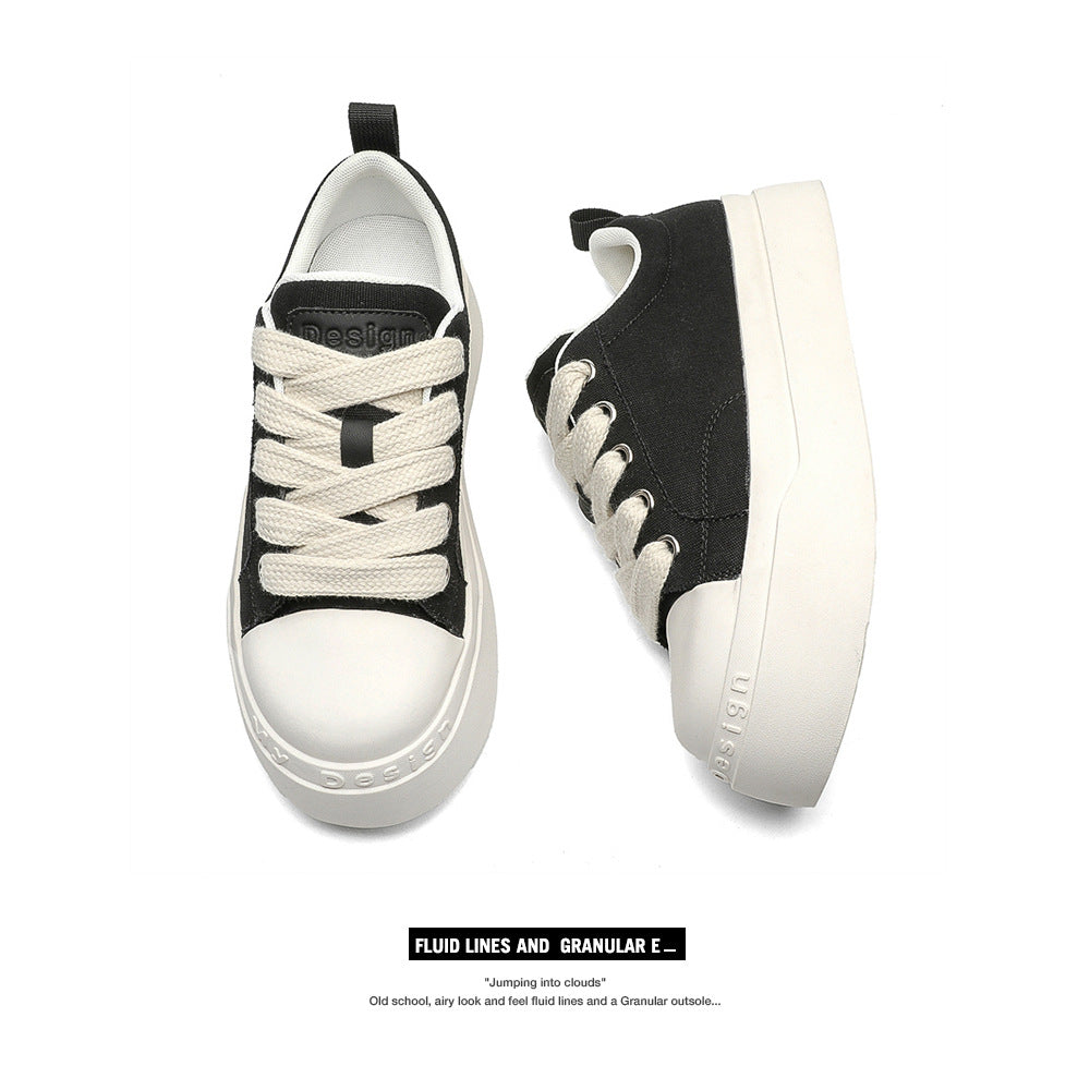 Women's & Men's Black White Niche Platform Height Increasing Men's Casual Shoes