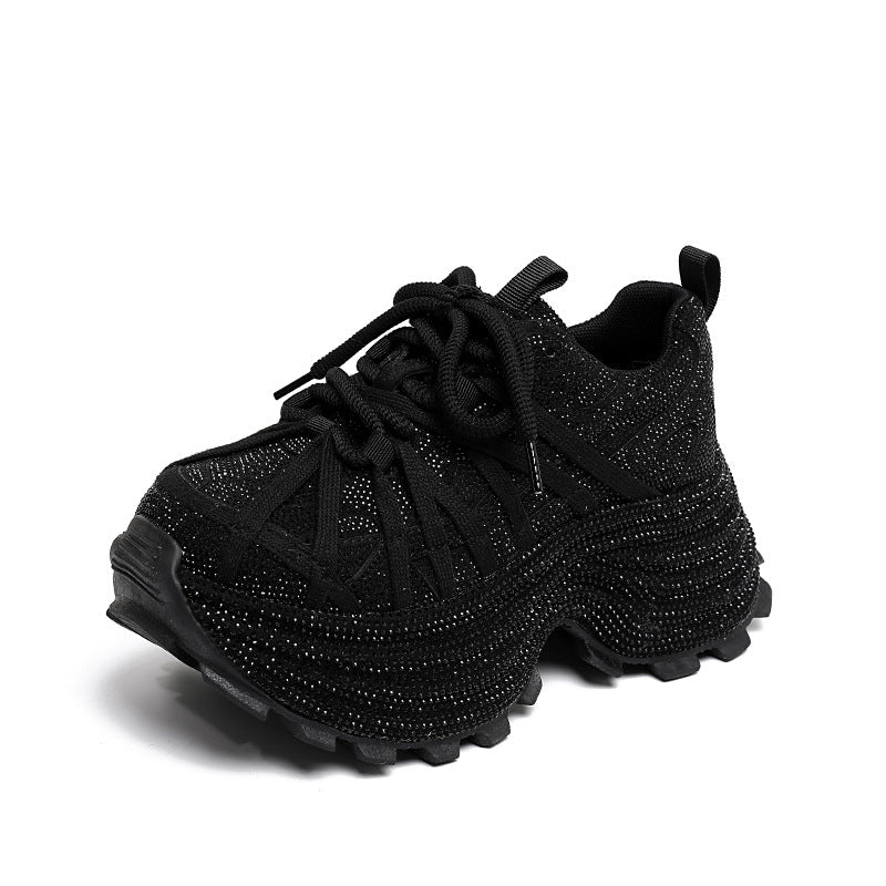 Women's Starry Rhinestone Dad Spring Platform Fried Women's Sports Shoes