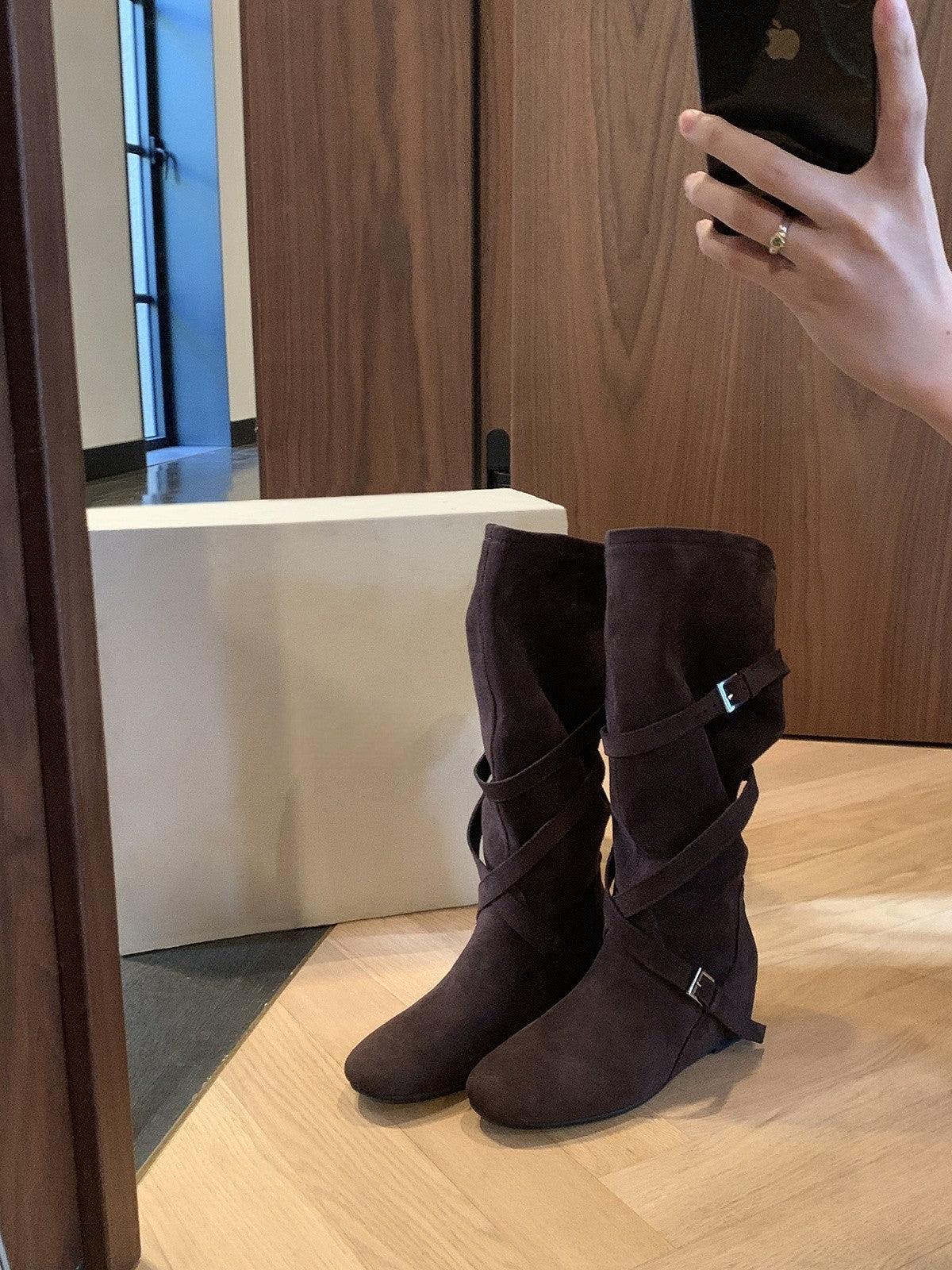Women's Genuine Retro Autumn Pile Style Slim Women's Leather Boots