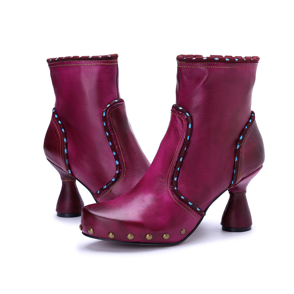 Women's Export Handmade Genuine Polished Fashion Side Women's Leather Boots