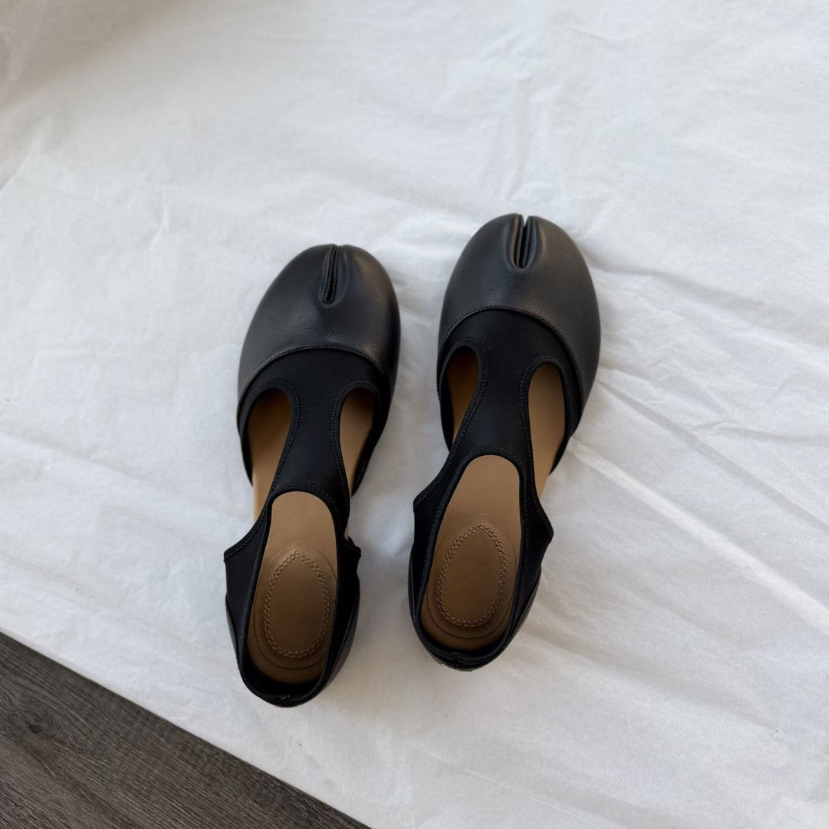 Women's Side Empty Toe Trotter Ballet Spring Stitching Thin Bottom Outer Slippers