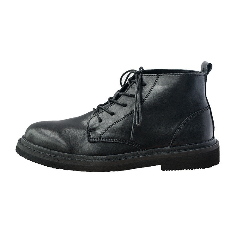 Men's Lightly Mature Black Short Genuine Made Korean Leather Shoes