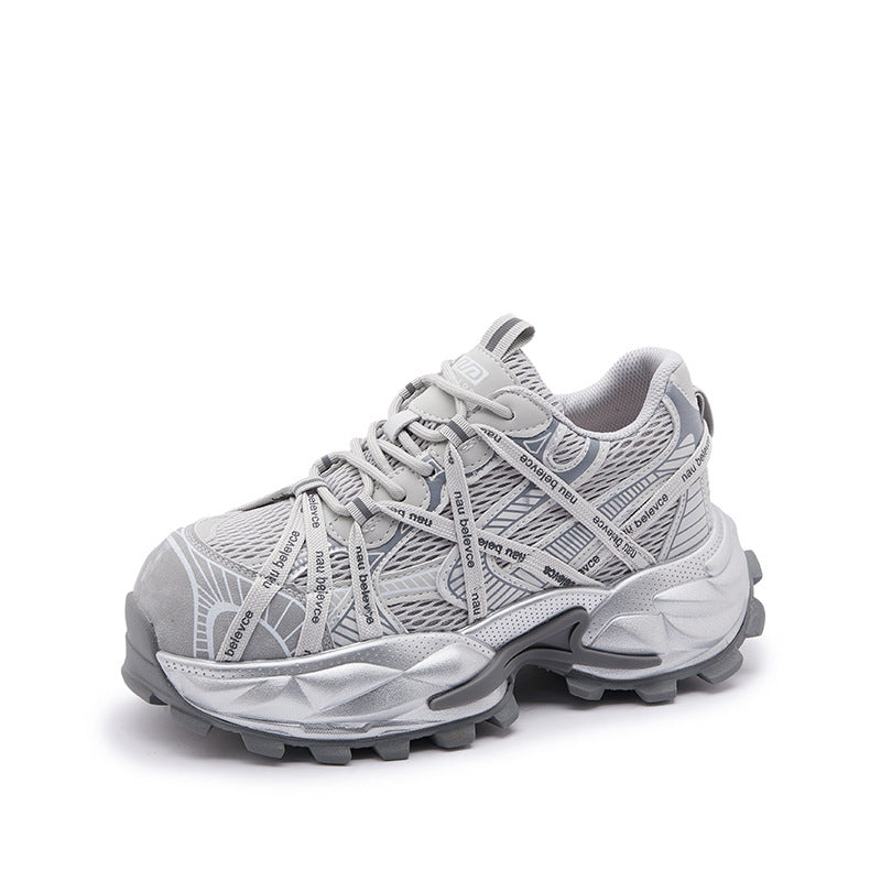 Women's Mesh Breathable Dad Thick Sole Height Sports Casual Shoes