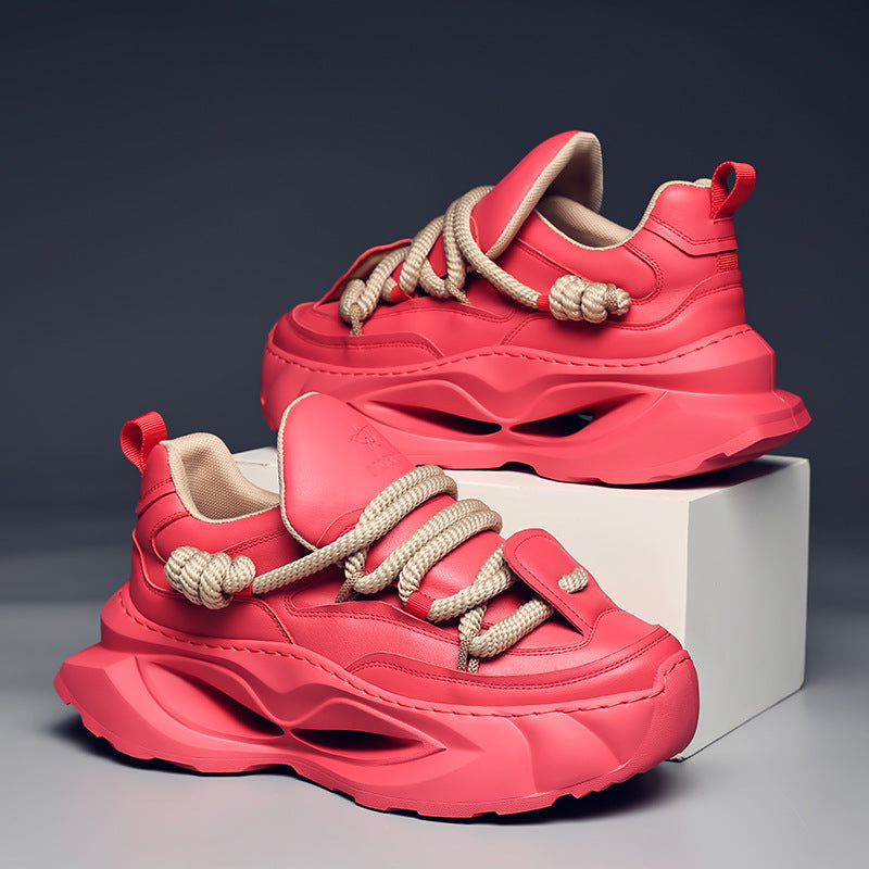 Men's Cowhide Dad Platform Design Sense Fashion Sneakers