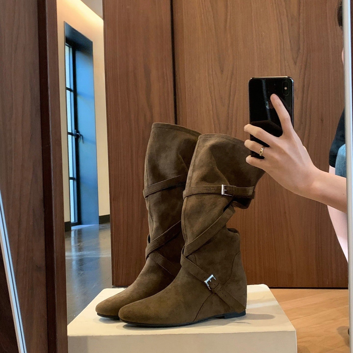 Women's Genuine Retro Autumn Pile Style Slim Women's Leather Boots