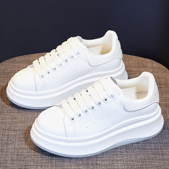 Women's Four High Quality Real Cowhide Platform Mcqueen Board Casual Shoes