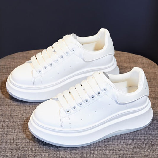 Women's Four High Quality Real Cowhide Platform Mcqueen Board Casual Shoes