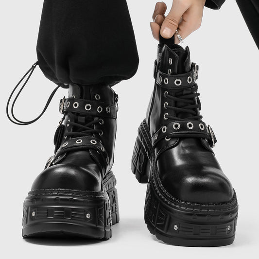 Men's Punk Platform Cool Drag Dark Asian Culture Fashion Metal Men's Martin Boots