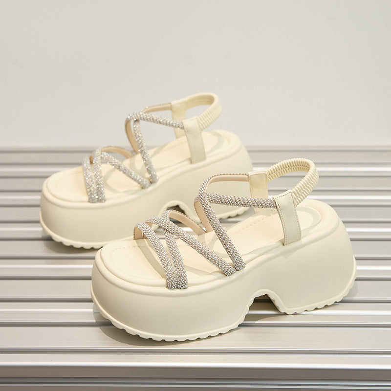 Women's Roman Summer Wear Exquisite Fairy Style Wedge Beach Platform Height Women's Sports Shoes