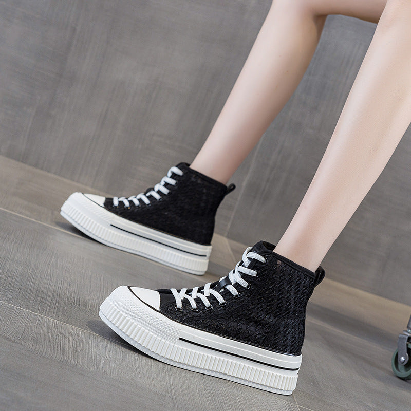 Women's Korean Style Platform White Sports Single Women's Shoes