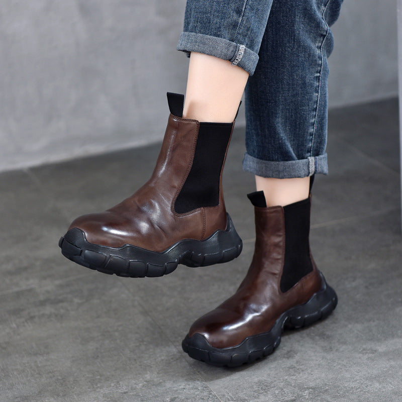 Women's Activity Price Washed Top Layer Cowhide Boots