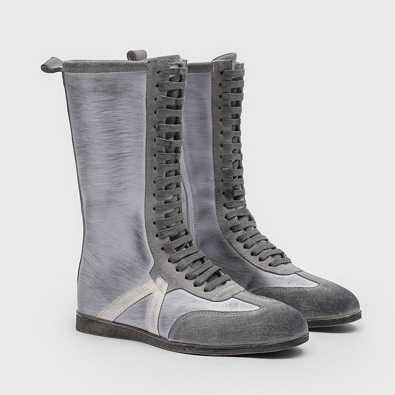 Men's Minimalist Boxing Military Tactical Cylinder White Men's Martin Boots