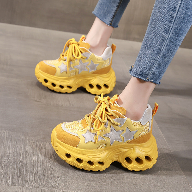 Women's Height Increasing Insole Mesh Surface Clunky Spring Muffin Sports Casual Shoes