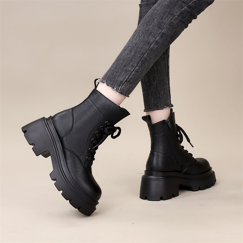 Martin Female First Layer Cowhide Platform Boots