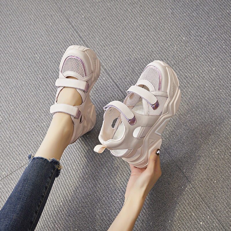 Women's Summer Closed Toe For Outdoors Height Increasing Insole Platform Lazy Women's Casual Shoes
