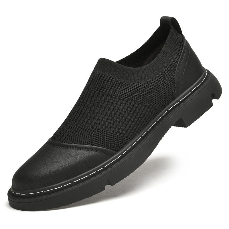 Rubber Korean Style Cowhide Round Toe Men's Casual Shoes
