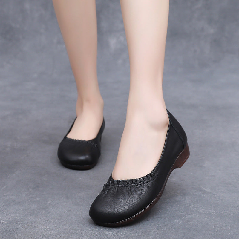 Women's Round Toe Shallow Mouth Solid Color Loafers