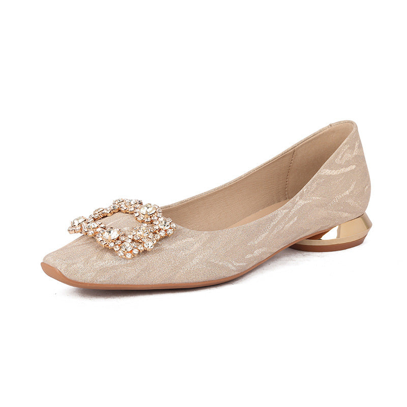 Flat Maternity Wedding Female Dress Bride Crystal Low Chunky Women's Fashion Shoes