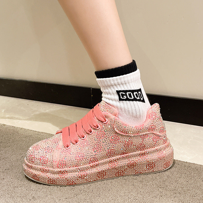 Women's Full Diamond Pumps Muffin Platform Rhinestone Men's Shoes